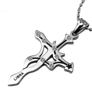 

2018 Hot Sale Twelve Constellation Necklace Zircon Couples Cross Pendants Men Women