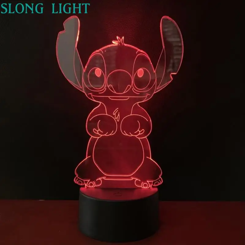  Cartoon Teddy Stitch Night Light LED 3D Illusion Decorative Lamp Child Kids Baby Nightlight Stich D - 32971382921