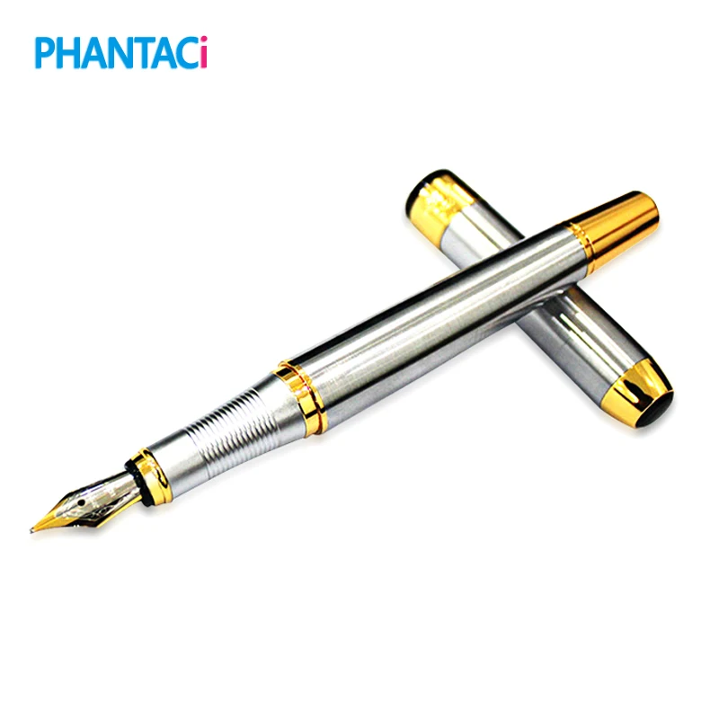 Jinhao 250, перьевая ручка для руководителя золотого и серебряного цвета, фирменные ручки из нержавеющей стали для каллиграфии, для школы, офиса, подарки, канцелярские принадлежности