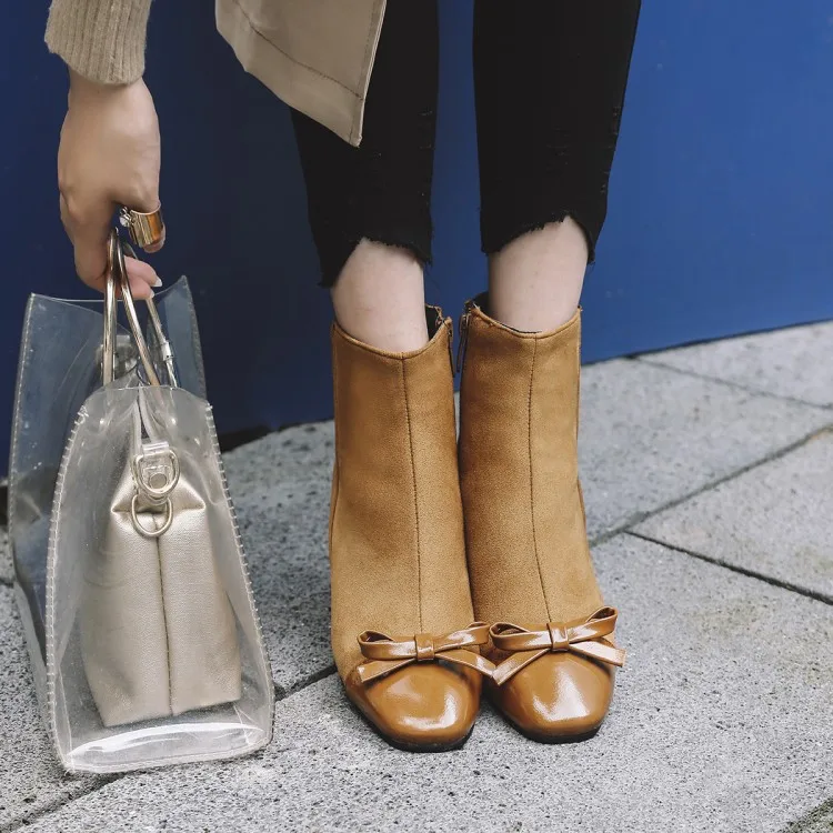 

Big Size 9 10 11-17 boots women shoes ankle boots for women ladies boots Matching color willow nail bow