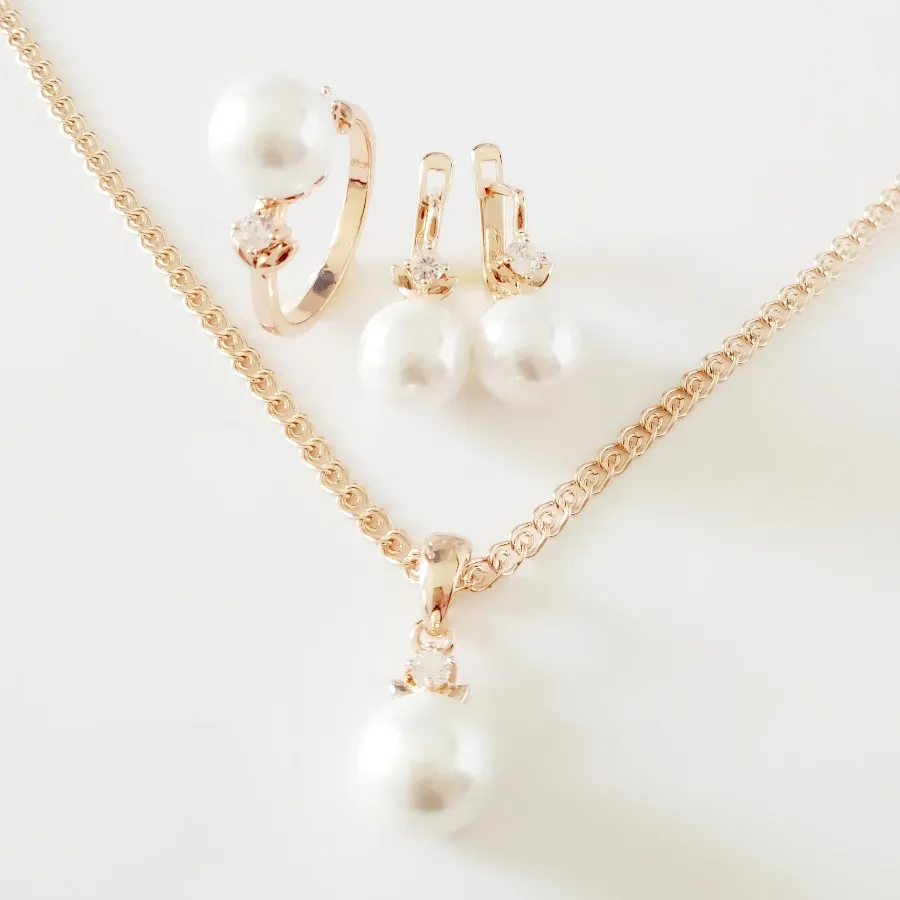 Комплект ювелирных изделий из колье серёг кольца и ожерелья|fashion jewelry set|jewelry