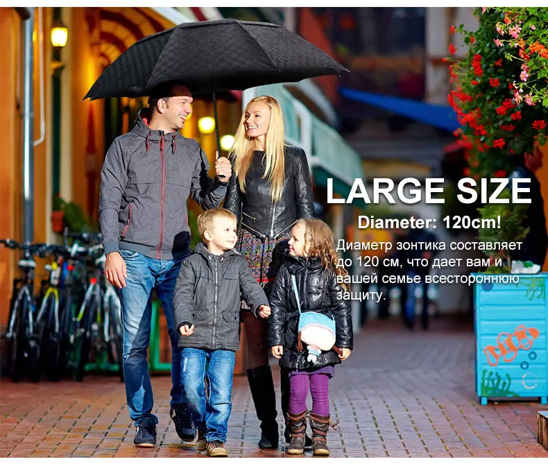 Качественный двухслойный большой зонт 120 см, женский, 4 складных бизнес-зонта в сетку, ветрозащитный мужской зонтик, большой, семейный, для путешествий, Paraguas