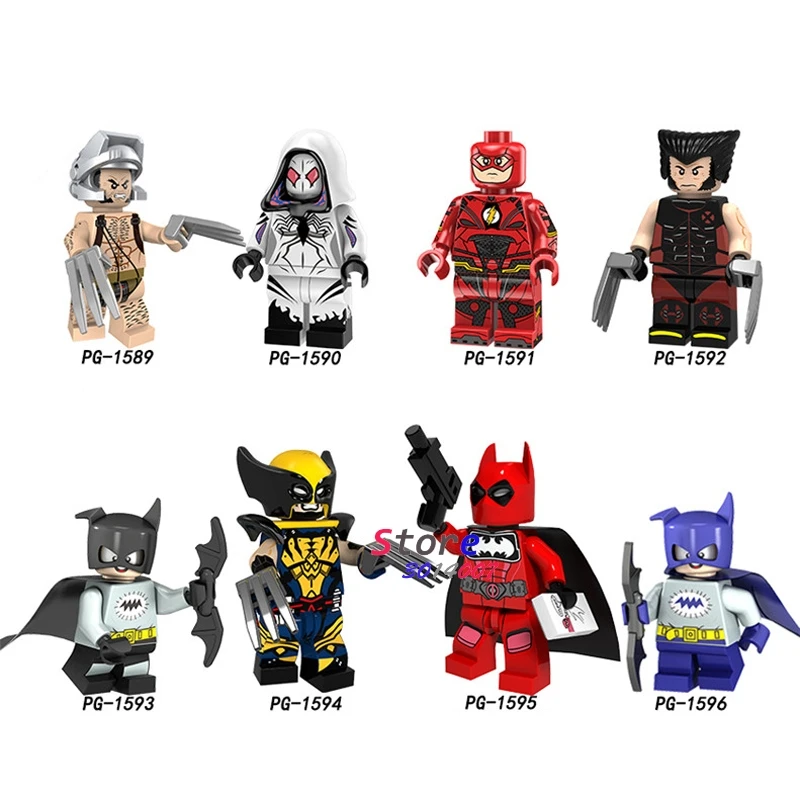 

Single Building Blocks Marvel Wolverine X-Men X Spider-Gwen The Flash Batman Deadpool Collection toys for children