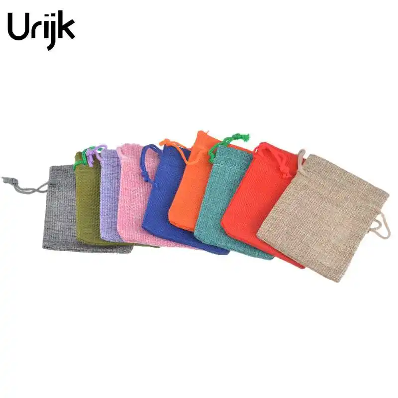 

Urijk New 25PCS Mixed Coloful Linen Pouches Jewelry Packaging Drawstring Packing Gift Bags & Pouches Bags For Earphone Display