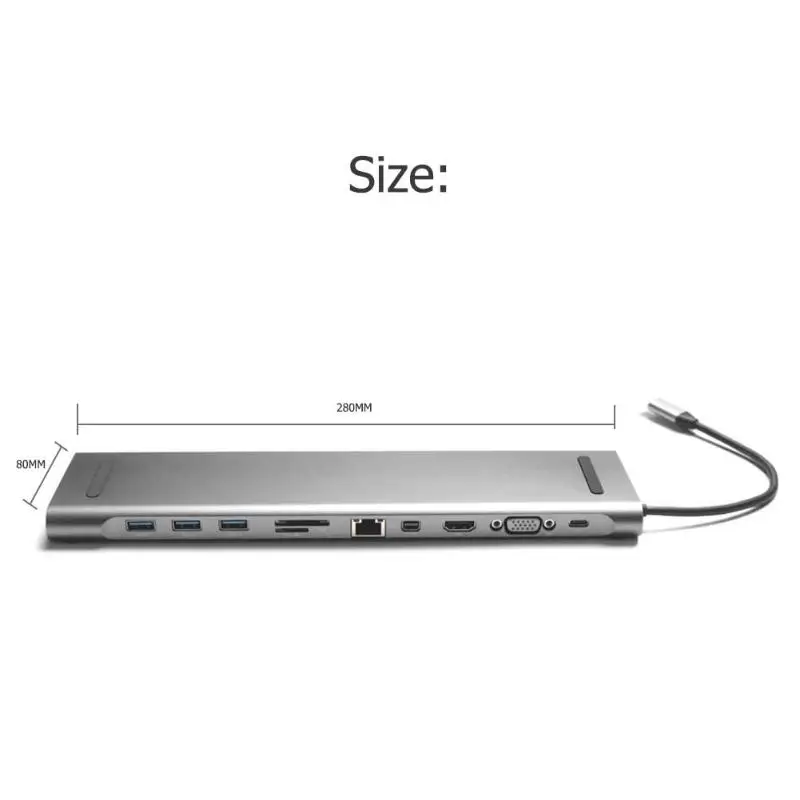 11 в 1 Hub Алюминий Тип usb-C USB3.0 TF HDMI VGA RJ45 Mini DP док-станция адаптер для MacBook