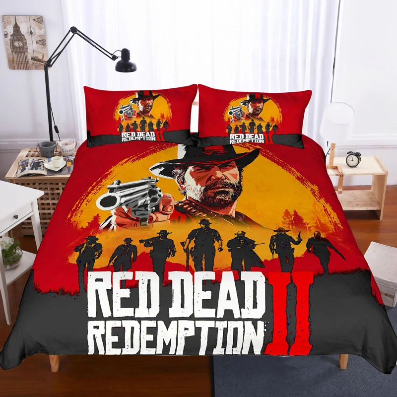 Red Dead: Redemp 3D комплект постельного белья Детская комната Декор пододеяльник наволочки ведущая Игра Red Dead: Redemp постельное белье