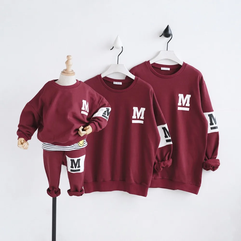 

[Baby suit] Family matching clothes kids set sweatshirts pants hoodies mother and daughter clothes father son matching clothes