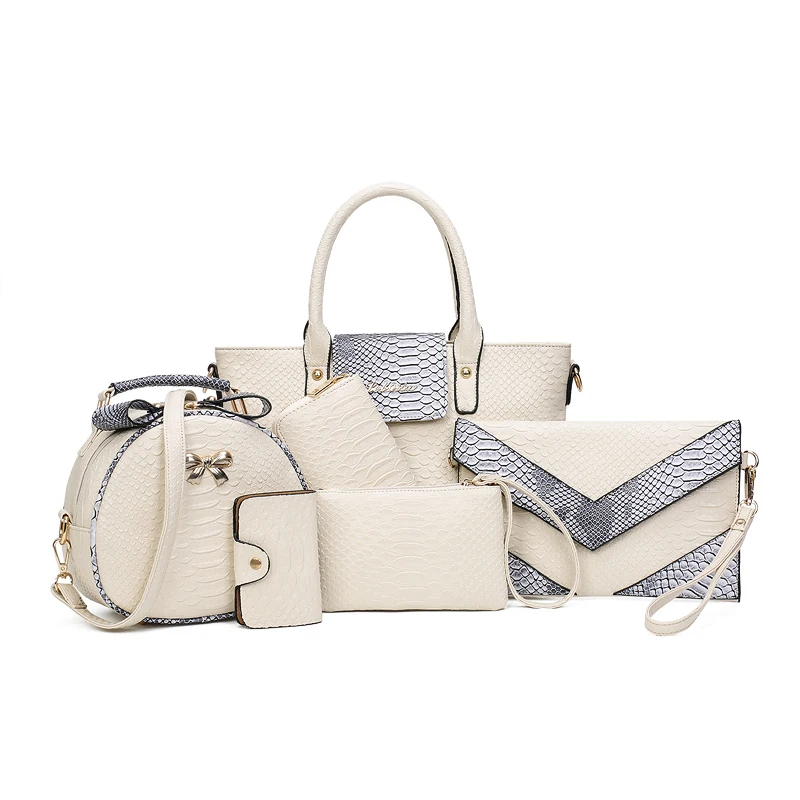 6 комплектов роскошных брендов Женская сумка+ сумка на плечо/сумка-мессенджер+ клатч композитные сумки Высокое качество змеиная сумочка из кожи питона дизайнерские сумки