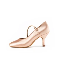 TOP Latin Dance Shoes Woman High Quality Satin Ladies Aerobics Shoe Sports for Girl Buckle Dancing Sneakers Heel cover BD138 2