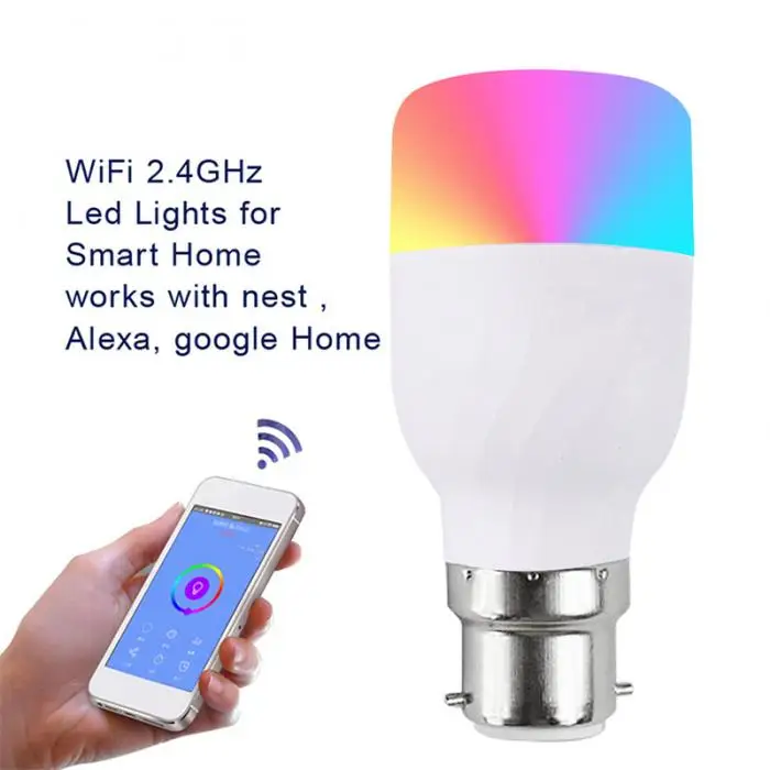 Смарт Wifi светодиодные лампы работает ночник RGB B22/E27 винт для Amazon Alexa и Google Home GHS99