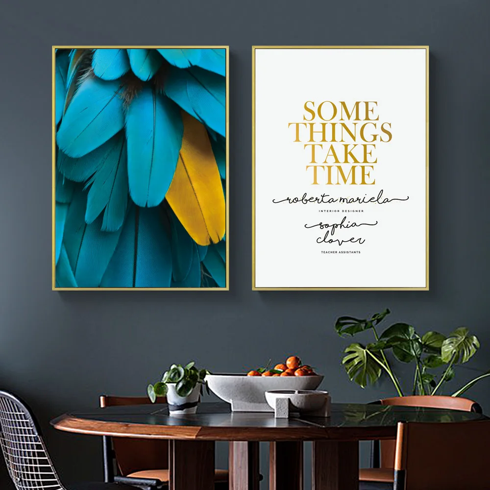 

Wall Pictures Nordic Poster Leaf Picture Blue Canvas Painting Abstract Wall Art Living Room Poster Quotes Wall Canvas Unframed