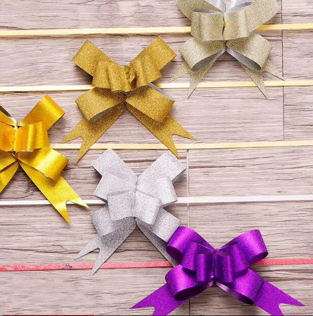 

100 Pcs Creative Matting Solid Color Pull Bow Ribbon for Gift Flower Bowknot Gift Packing Party Wedding Car Room Decoration