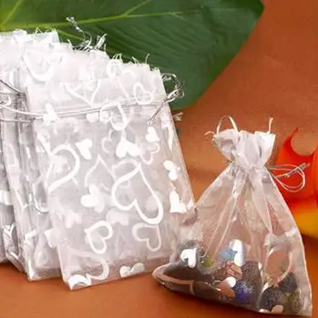 

free shipping 25PCs Silver Organza Wedding Favor Gift Bag Pouch Packaging Jewelry Candy Bags
