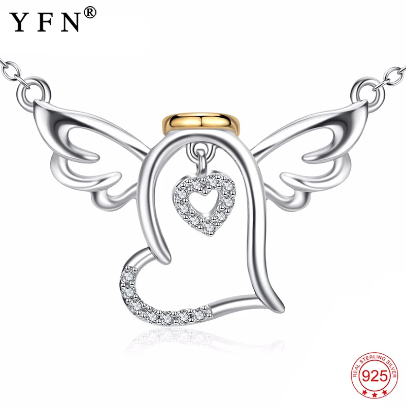 Женское ожерелье из серебра 925 пробы с кулоном в виде крыльев Ангела|silver angel|jewelry