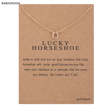 

12pcs Sparkling HorseShoe gold-color Pendant necklace Clavicle Chains Fashion Statement Necklace Women Jewelry(Has card)