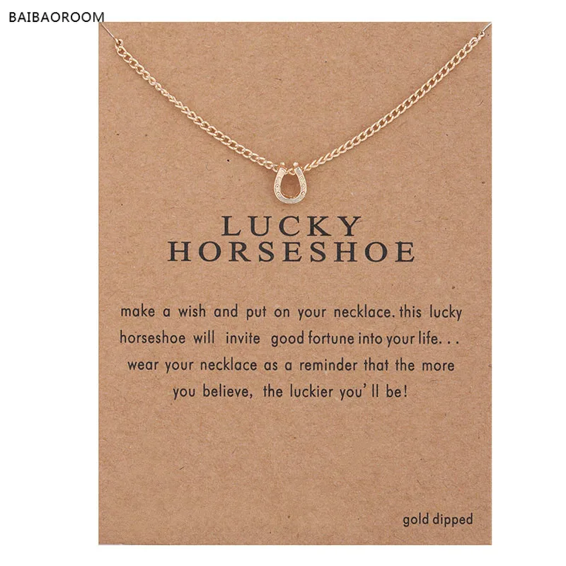 

Hot Sale Sparkling HorseShoe gold-color Pendant necklace Clavicle Chains Fashion Statement Necklace Women Jewelry(Has card)