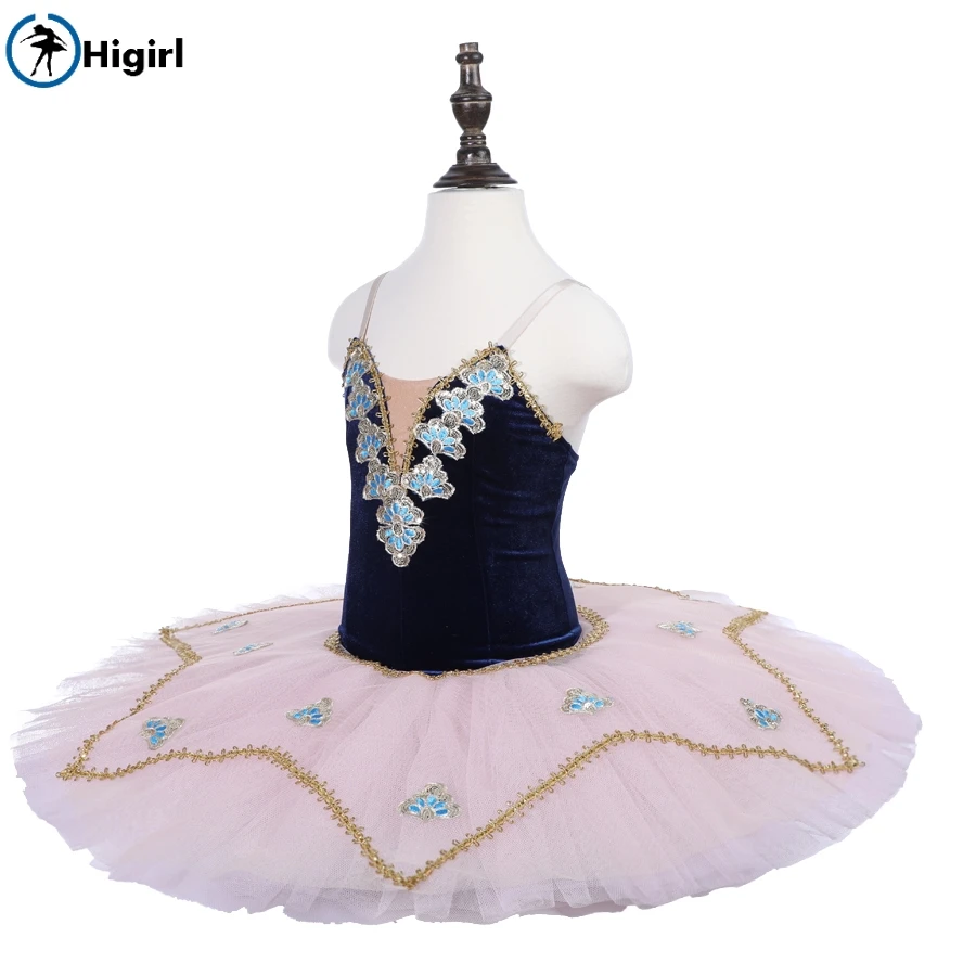 Children royal ballet shool performance ballet tutus for kids navy blue ballerina dance costume dress for junior18076