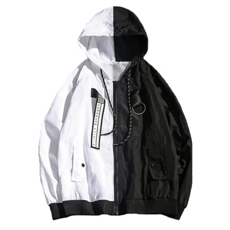 Summer Patchwork Hoody Jacket Men Autumn Jackets Men 2019 Japanese Streetwear Windbreaker Bomber Jacket Hip Hop Coat Men Summer