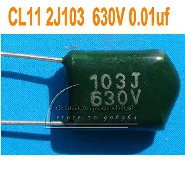 Оптовая продажа 500 шт./лот CL11 630V 103 2J103 0 01 мкФ пленочные конденсаторы из полиэстера