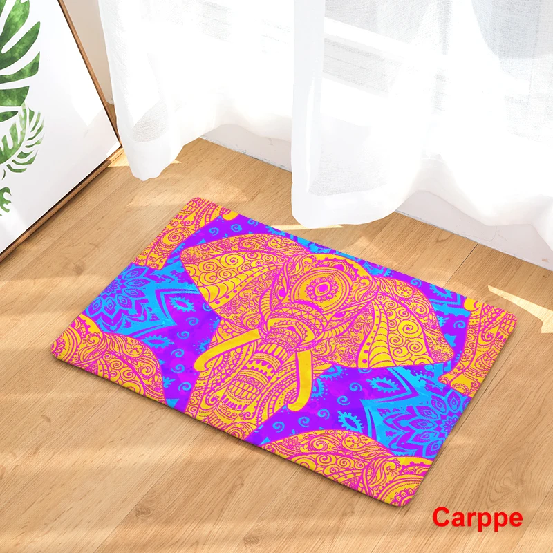 India Style Elephant Print Carpets Anti slip Floor Mat Outdoor Rugs Co