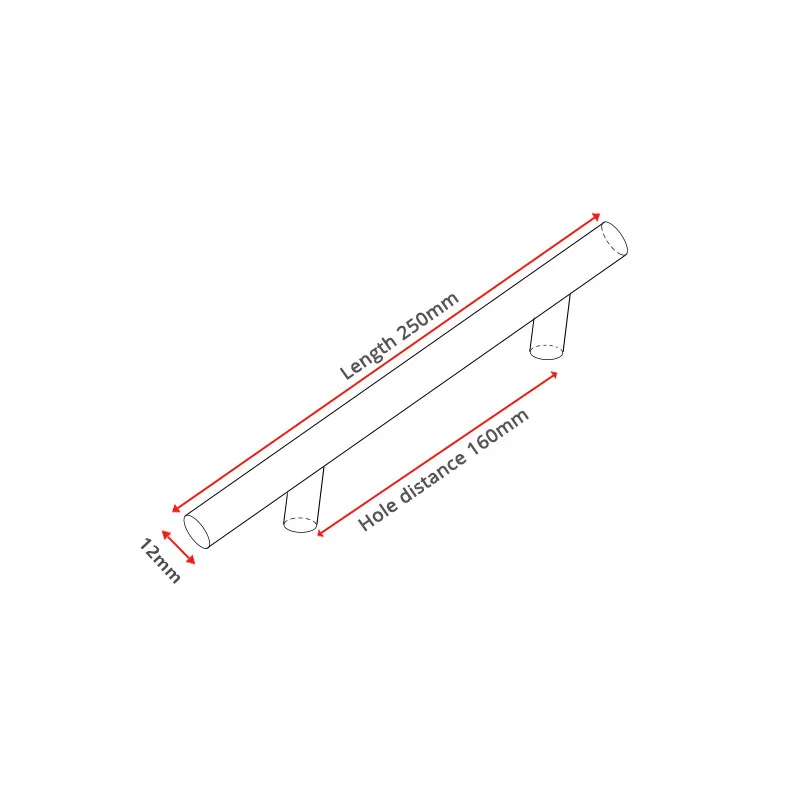 KAK "~ 24" кухонные ручки из нержавеющей стали диаметр 12 мм для двери шкафа прямая ручка Т Бар Тянет ручки мебельная фурнитура - Цвет: 160mm