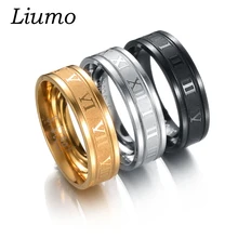 Liumo Hot Roman Numerals Gold-Color Black Men Women Ring 316L Stainless Steel 3 Colors lr008