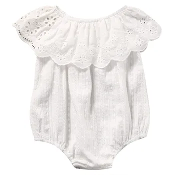 

New Baby Clothing 2018 Summer Fashion Newborn Baby Girls Short Sleeve Cape Collar Romper Cute Babys White Lace Romper Jumpsuit