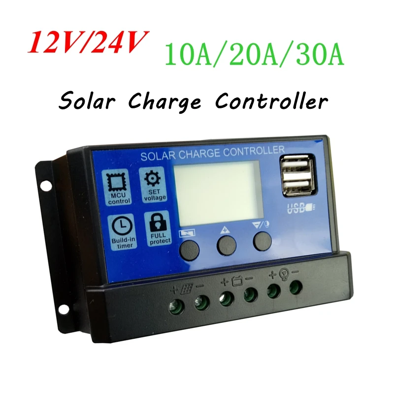 12 V/24 V 10A Солнечный Зарядное устройство контроллера ЖК-дисплей PWM Напряжение блок управления установкой на солнечной батарее Батарея фотоэлектрические ячейки Панель Зарядное устройство лампа регулятора