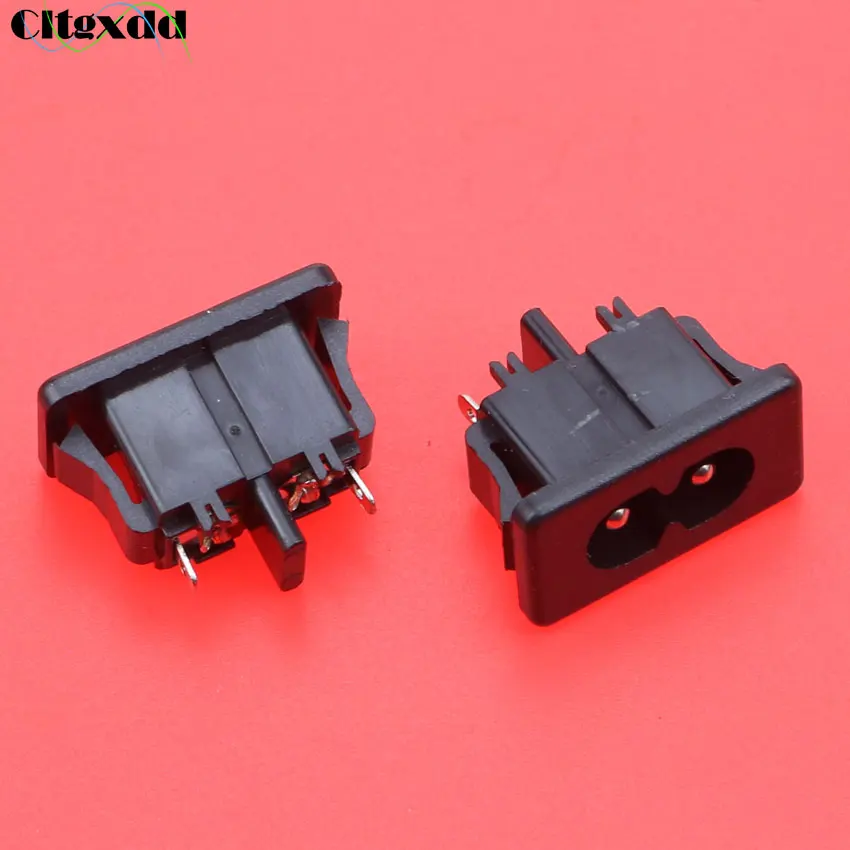 Cltgxdd 1 шт. AC 250 В 2.5A IEC320 C8 Male 2 шпильки розетка на входе встраиваемая черная