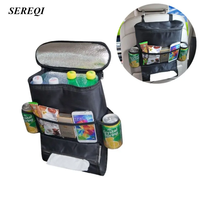

SEREQI Multifunction Car Travel Back Seat Food Container Cooler Suspension Lunch Picnic Storage Bag Box Organizers Holder