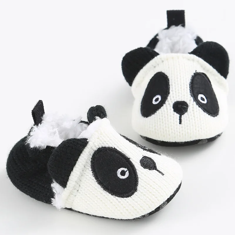 Laleben 2018 Winter Lovely Infant Slippers Baby Boy Girl Cartoon Panda Shoes Cute Anti-slip Wool Toddler First Walkers