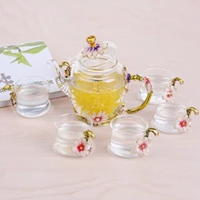 Высокое качество, розовая эмалированная стеклянная чайная чашка, стеклянная кофейная чашка, роскошные стеклянные чашки с ручкой, цветочный чайный набор, кофейные чашки, подарки на день рождения