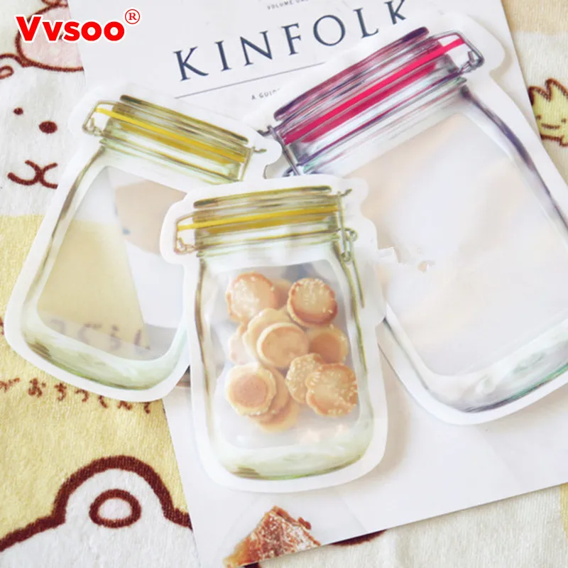 Vvsoo 5 قطعة/الوحدة ميسون زجاجات حقائب للهدايا المكسرات الكوكيز الحلوى مربع وجبة خفيفة مريحة مختومة حقيبة بلاستيك من البولي إيثلين ديكور المنز...
