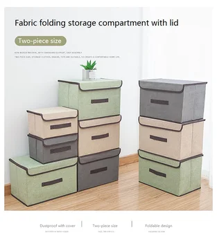 

New For Quilts Clothes Debris Home Organizer Cloth Storage Box Foldable Storage Basket with Dust-proof Cover