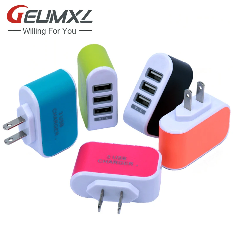 mobile phone chargers 3 usb ports 3A US USA AC home wall charger adapter power plug for iphone 4 5 6 for samsung s3 s4 note 2 3 for htc quick charge 2.0