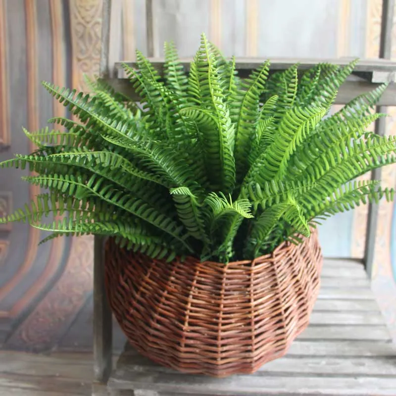 7 Branches Artificial Fern Leaves Plastic Artificial Silk Plants Green Fake Plants For Home  Party Wedding Decoration