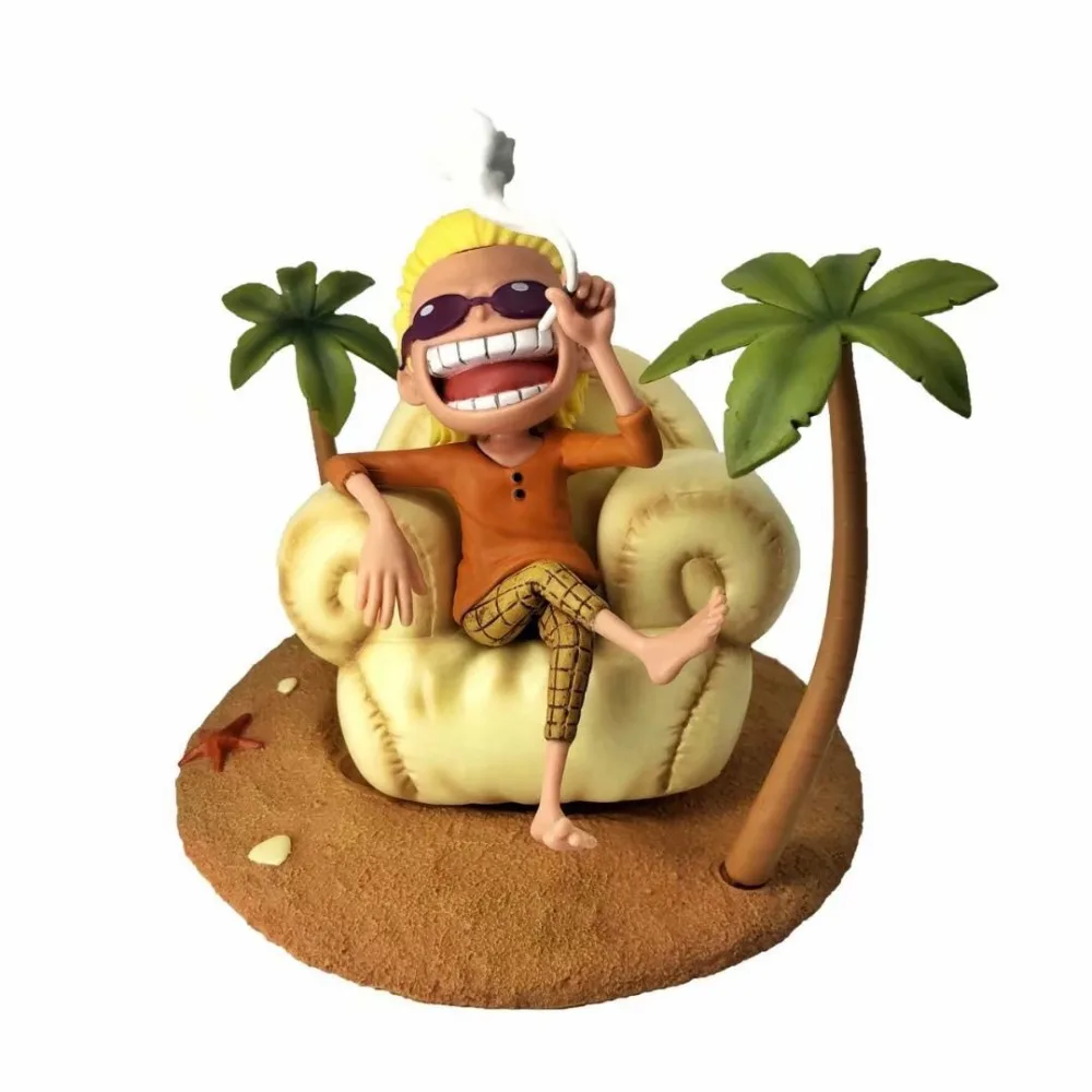 

Anime One Piece 14cm Donquixote Doflamingo holiday version sitting on sofa PVC Action Figure Collectible Model Toys Doll Gift
