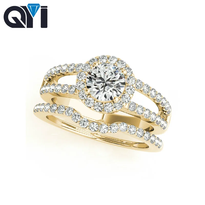 

QYI Rings Sets 925 Sterling Silver Engagement Bridal Wedding Rings Round Cut Cubic Zirconia Womens Girls Birthday Gifts