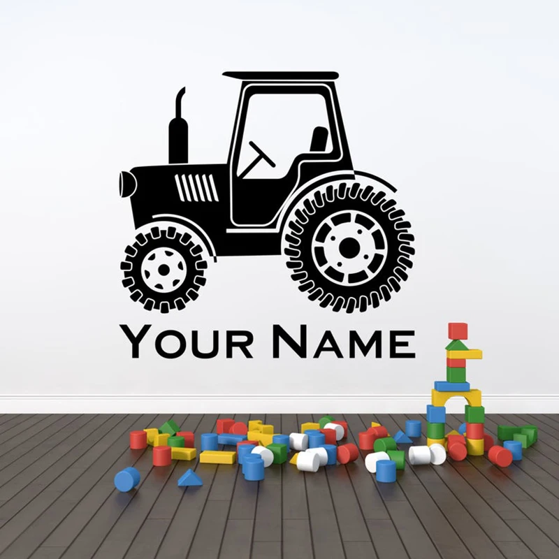 

Personalized Tractor. Vinyl wall art decal sticker. Any colour and size custom name kids room wall decal A14-010