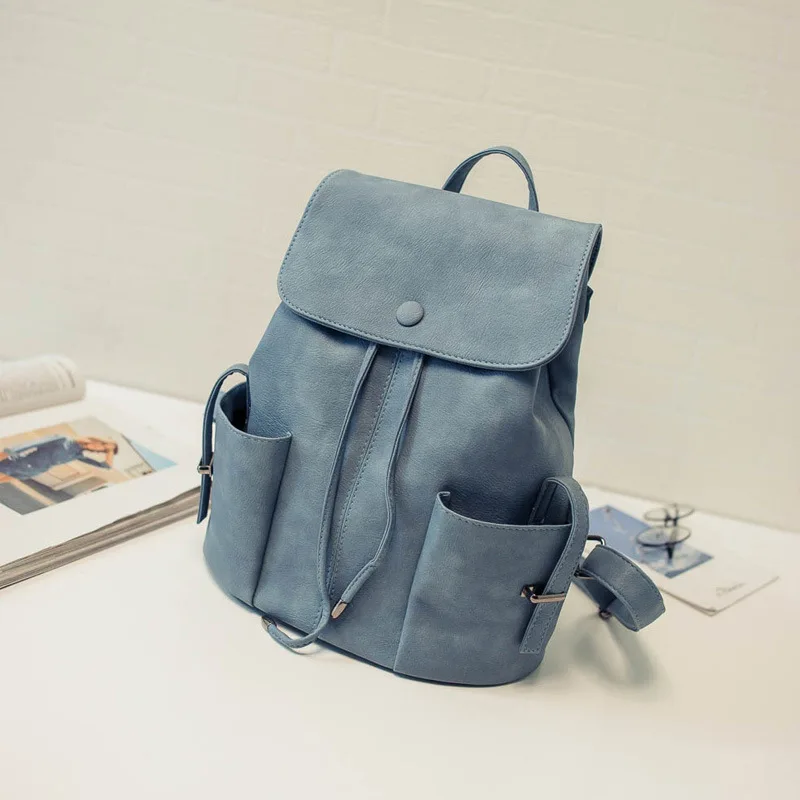 Women backpack Vintage Candy Color Stylish Bookbag Women Leather Backpack Female Shoulder Bag Travel Back Pack Mochila