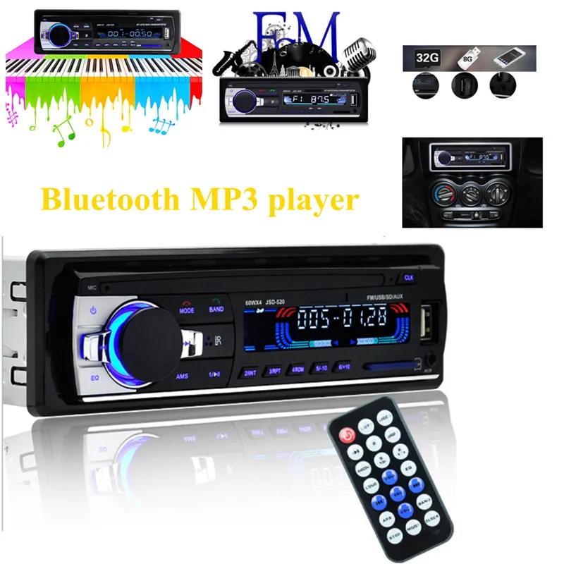

KROAK 12V Auto Car Bluetooth Stereo MP3 Audio Player Stereo In-dash 1 Din FM Radio Receiver USB SD MMC Play