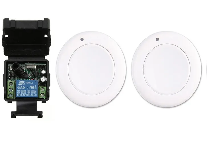

New DC12V 1CH 10A RF Wireless Remote Control Switch System receiver & 2*White wall Panel Sticky relay Remote Smart Home Switch