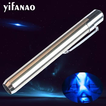 

365nm Mini UV Led Flashlight Torch Pen Light Stainless Steel Ultraviolet Lamps Waterproof Detectorlamp for AAA Battery