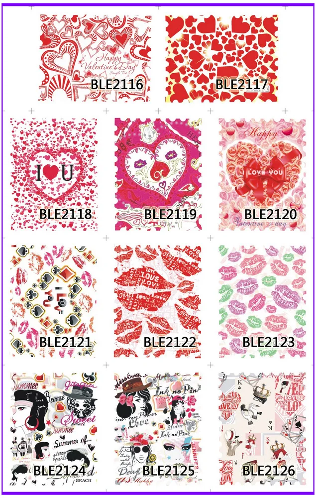 

11 PACK/ LOT WATER DECAL NAIL ART NAIL STICKER FULL COVER STAMP KISS SWEET HEART VALENTINES DAY BLE2116-2126