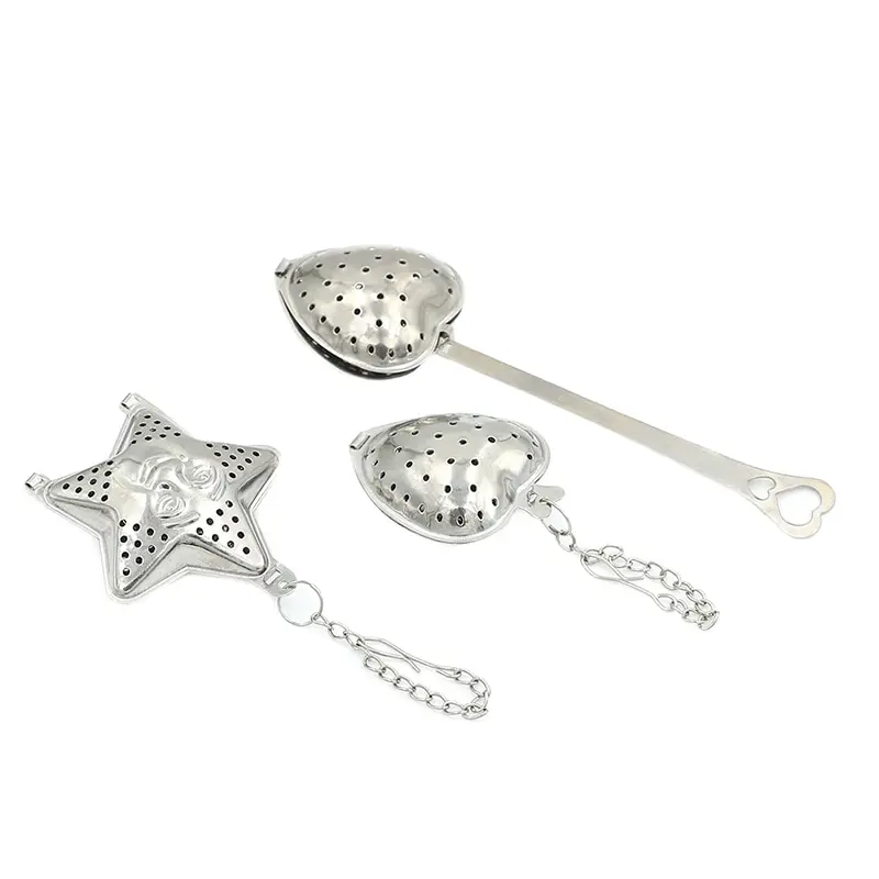 

Stainless Steel Steeper Handle Shower Reusable Tea Strainer Teapot Lovely Heart Star Shaped Tea Infuser Spoon Strainer