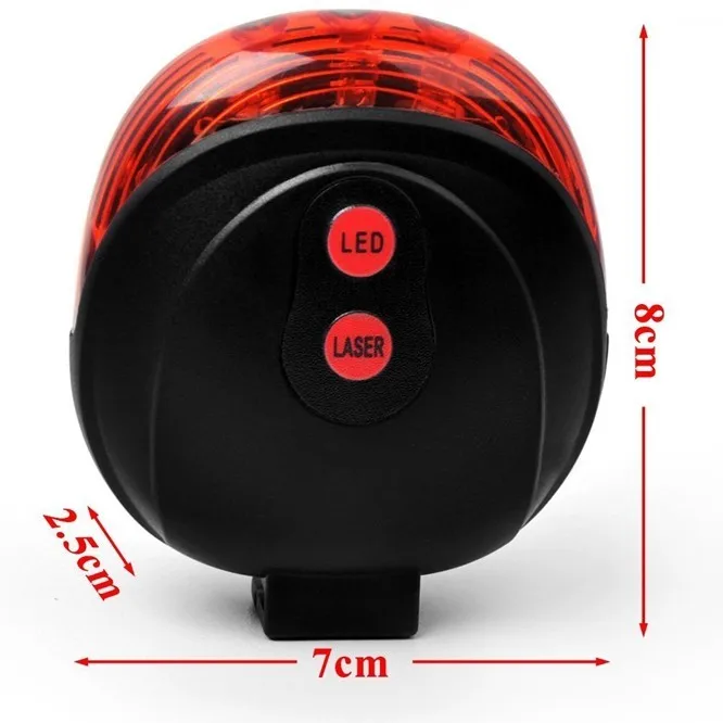 Discount Waterproof Bike Taillight Cycling Safety 5 LED+2 Laser Rear Lamp Bicycle Light 7 Cool Flash Mode Led Bike Warning Tailights 2