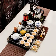 Голубой и белый фарфоровый чайный сервиз поли Сен деревянный поднос кунг-фу чай Специальное предложение маленькая Орхидея оптом индивидуальные продукты