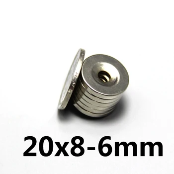 

2pcs 20x8 mmm hole6mm Super Strong Ring Loop Countersunk Magnet Rare Earth Neo Neodymium Magnets Cylinder N35