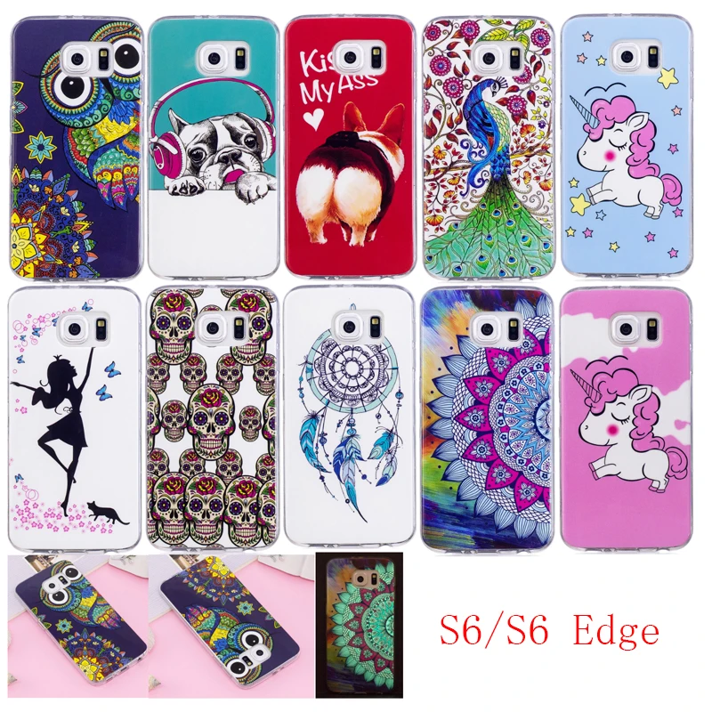 

Cover For Samsung Galaxy S6 Case Luminous Animal Flower Anime Silicone TPU Skin Soft Cover Phone Case for Samsung Galaxy S6 Edge
