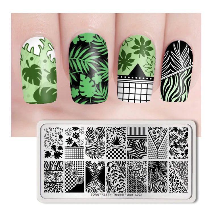 BORN PRETTY Nail Stamping Plates Lemon Watermelon Tropical Punch Patterns DIY Image Printing Plate Nail Art Template Manicure - Color: Pattern 4